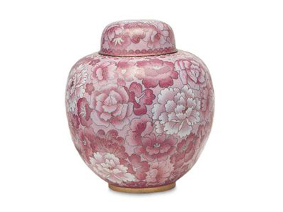 Magnolia Pink Cloisonne Urn